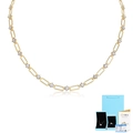 Close-up of 18K gold paperclip moissanite necklace with GRA certificate and blue gift packaging - Standard Length / Gold Moissanite with Certificate and Gift Box