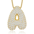 Elegant 925 sterling silver gold necklace with sparkling paved letter A pendant - 925 Silver / Letter A