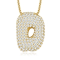 Detailed view of S925 silver gold-plated letter D pendant with pavé set moissanite - 925 Silver / Letter D