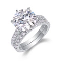Double-layered S925 sterling silver ring set with round brilliant cut moissanite stones - US Size 5 / 5 Carat Single Ring