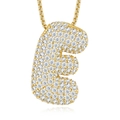 Close-up of gold-plated S925 silver letter E pendant necklace with sparkling D-color stones - 925 Silver / E-With GRA Certificate