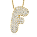 Macro shot of gold-plated S925 silver letter F pendant with Moissanite stones - 925 Silver / F-With GRA Certificate