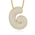 Close-up of gold-plated number 6 pendant with pavé-set zircons on a delicate box chain - 925 Silver / G-With GRA Certificate