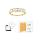 18K gold plated S925 sterling silver ring with five emerald-cut Moissanite stones and GRA certificate - US Size 5 / With GRA Certificate and Gift Box / Gold Moissanite Ring