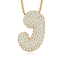 Macro detail of S925 silver letter J pendant necklace with pavé moissanite stones - 925 Silver / J-With GRA Certificate