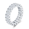 Bague éternité en argent 925 avec moissanites ovales et plaquage en or blanc 18 carats de luxe - US 5 / Bague en Moissanite