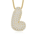 Macro view of gold-plated letter J pendant necklace with brilliant moissanite pave setting - 925 Silver / L-With GRA Certificate