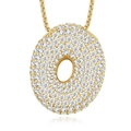 Macro view of gold S925 sterling silver necklace with pavé set moissanite stones - 925 Silver / O-With GRA Certificate