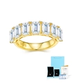 Gold plated S925 silver emerald cut moissanite ring with GRA certificate and gift box - US Size 5 / Moissanite Style with Dual Certificate Box