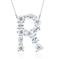 Detail of S925 silver letter R pendant necklace with D color moissanite stones - R-With GRA Certificate