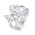S925 sterling silver ring featuring oval and marquise moissanite stones in a three-stone style - US Size 5 / Moissanite Ring (5979284392592)