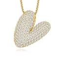 Detailed macro view of an 18K gold heart pendant encrusted with pavé moissanite stones - 925 Silver / V-With GRA Certificate