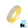 Elegant gold-plated three-row pavé eternity ring with GRA certificate and packaging - Size 5 / Triple Row Moissanite (With Gift Box & GRA) / Gold
