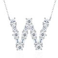 Detailansicht des silbernen W-Anhängers mit glänzenden Moissanit-Steinen im Mix-Schliff - W-s925 Sterling Silber Anhänger Mit Vollständiger Moissanit-einlage (gra-zertifikat Inklusive)