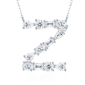 Detailaufnahme des silbernen Z-Anhängers besetzt mit funkelnden Zirkonia in versch. Formen - Z-s925 Sterling Silber Anhänger Mit Vollständiger Moissanit-einlage (gra-zertifikat Inklusive)
