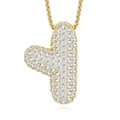 Detail of S925 silver 18K gold plated T-shaped pendant with D color moissanite stones - 925 Silver / Y-With GRA Certificate