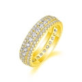 Elegant gold-plated S925 sterling silver eternity band with double row pavé white zircons - Size 5 / Gold - Moissanite