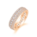 Rose gold Paraiba style double row eternity ring with sparkling clear gemstones - Size 5 / Rose Gold - Moissanite