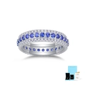 Elegant S925 sterling silver ring featuring blue gemstones with GRA certificate and gift box - Size 5 / Synthetic Sapphire Style (With Gift Box & Certificate) / Silver