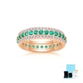 Elegant rose gold eternity ring with green gemstones and premium gift packaging box - Size 5 / 玫瑰金-培育祖母绿(含礼盒证书)