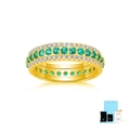 Eternity ring in gold finish with green round cut gems and GRA certificate detail - Size 5 / 金色-培育祖母绿(含礼盒证书)