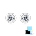 Orecchini a lobo in argento S925 e moissanite con confezione regalo blu e certificato GRA - 50 Punti / Orecchini a Bottone (Con Scatola Regalo e Certificato) / Argento
