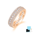 Rose gold double row eternity ring with moissanite gems and light blue gift packaging - Size 5 / Moissanite / With Gift Box and GRA Certificate / Rose Gold