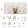 Kit fai da te per gioielli con 10 scomparti di perle ABS, perline a stella e filo elastico incluso - Set di Perle d'Imitazione ABS