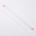 Extra fine stainless steel beading needle with clear storage tube and pink caps - 0.3mm (Single Needle)
