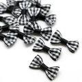 Bulk pack of 3x1.5cm black and white checkered bows for DIY hair clips and crafts - Black / 25 Pieces/Pack (3x1.5cm)
