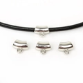 Polished silver CCB plastic curved tube beads with loop for DIY jewelry necklaces - 50 Pieces / White Gold
