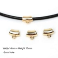 Golden 14x13mm plastic CCB curved tube bail beads with 6mm hole for DIY jewelry making - Electroplated Gold