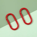 Two red aluminum oval carabiners with spring snap gates for outdoor and key accessories - 25x50mm / Red