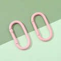 Set of two pink matte finish oval carabiner spring hooks for DIY keychains and bags - 25x50mm / Pink