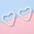 Matte white heart-shaped alloy carabiner clip for DIY keychains and bags - 41x43mm / White