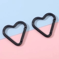 Two pieces of heart-shaped black metal carabiners for keychains and backpacks - 41x43mm / Black