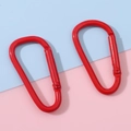 Set di due moschettoni in alluminio rosso a forma di D per portachiavi e accessori - 24x45mm / Rosso