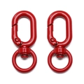 Set di 2 moschettoni girevoli in lega rossa brillante per portachiavi fai-da-te - 16x39mm Rosso