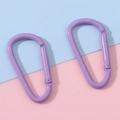 Pair of purple aluminum D-ring carabiners with spring snap for keychains and DIY accessories - 24x45mm / Purple