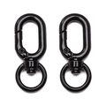 Coppia di moschettoni rotanti in lega nera lucida per portachiavi e borse - 16x39mm Black