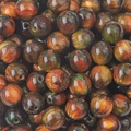DIY resin beads with orange and green galaxy marble texture for jewelry making - 10mm (10pcs/pack) / Brown