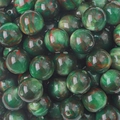 Vintage green resin beads with red and gold nebula swirl patterns for DIY jewelry making - 12mm (10pcs/pack) / Green
