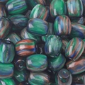 Green and blue resin galaxy barrel beads with swirling starry sky texture for DIY jewelry - 12x14mm (5 Pieces/Pack) / Green