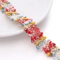 Ruban de tweed multicolore style Chanel avec fils métalliques et bordure effilée - 2 Lignes d'Or 2cm de Largeur / Rouge Samba