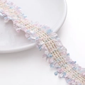 Bordure en dentelle polyester rose, bleue et blanche avec fil doré pour loisirs créatifs - 4 Lignes d'Or 3cm de Largeur / Bleu Violet Clair