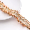 Ganse à franges tissée orange et or pour accessoires de vêtements DIY et décoration - 4 Lignes d'Or 3cm de Largeur / Orange