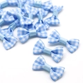 Blue and white gingham checkered ribbon bows for DIY hair clips and craft accessories - Light Blue / 25 Pieces/Pack (3x1.5cm)