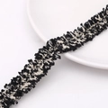 Ganse en tweed noir et blanc avec fil doré et franges pour la couture artisanale DIY - 2 Lignes d'Or 2cm de Largeur / Noir