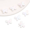 Iridescent butterfly acrylic beads for DIY jewelry with horizontal drill holes - 17x12mm (1.5mm Hole) 10 Pcs/Pack / White Butterfly