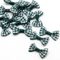 Mini donkergroene en witte ruitjes lint strikjes voor DIY haarspelden en sieraden maken - Donkergroen